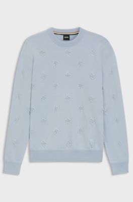 Wool-blend sweater with Double B monograms, Light Blue