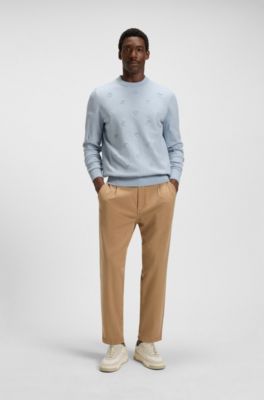 Wool-blend sweater with Double B monograms, Light Blue