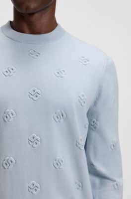 Wool-blend sweater with Double B monograms, Light Blue