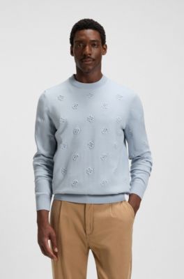Wool-blend sweater with Double B monograms, Light Blue