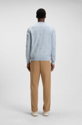 Wool-blend sweater with Double B monograms, Light Blue