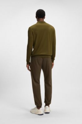 Porsche x BOSS knit polo in virgin wool, Olive
