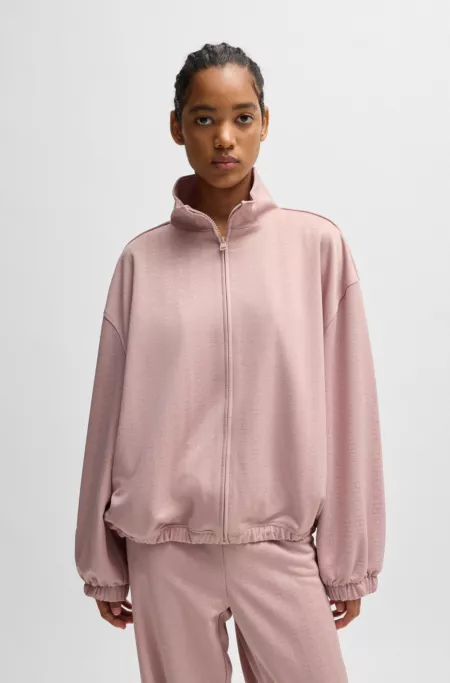 Oversized-fit jacket with all-over logo jacquard