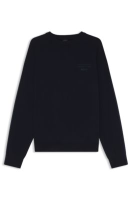 Porsche x BOSS virgin-wool sweater with sleeve details, Dark Blue