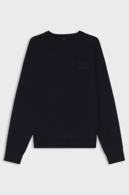 Porsche x BOSS virgin-wool sweater with sleeve details, Dark Blue