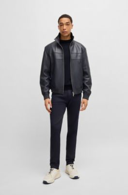 Porsche x BOSS virgin-wool sweater with sleeve details, Dark Blue