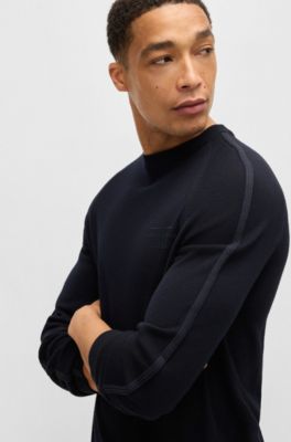 Porsche x BOSS virgin-wool sweater with sleeve details, Dark Blue