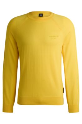 Porsche x BOSS virgin-wool sweater with sleeve details, Yellow