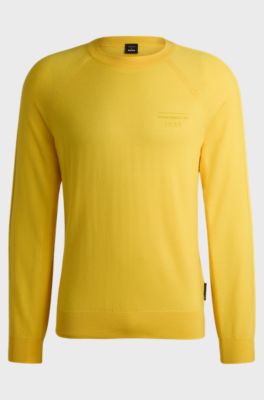 Porsche x BOSS virgin-wool sweater with sleeve details, Yellow