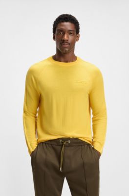 Porsche x BOSS virgin-wool sweater with sleeve details, Yellow