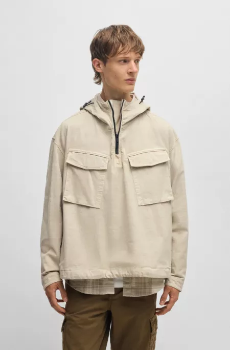 Anorak-style overshirt in structured cotton