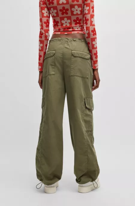 Relaxed-fit parachute trousers in cotton poplin