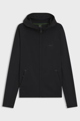 Active Zip-up hoodie with reflective branding, Black