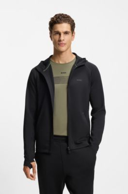 Active Zip-up hoodie with reflective branding, Black