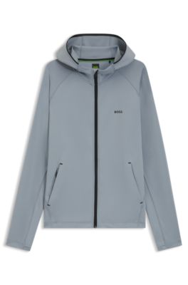 BOSS レギュラーフィット ジップアップフーディ BOSS - ジップアップフーディ リフレクターロゴ - ブラック