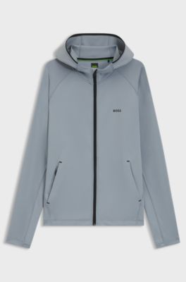 Active Zip-up hoodie with reflective branding, Grey
