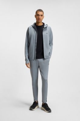 Zip-up hoodie with reflective branding, Grey