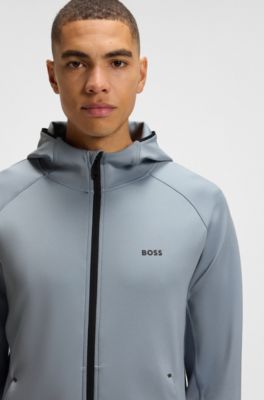 Active Zip-up hoodie with reflective branding, Grey