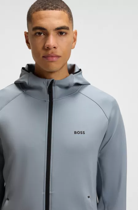 Active stretch zip-up hoodie with moisture management