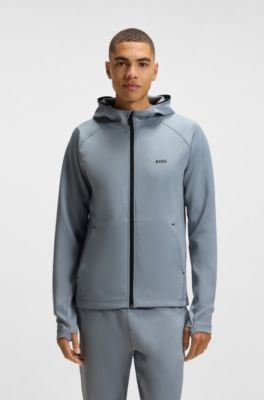 Active Zip-up hoodie with reflective branding, Grey