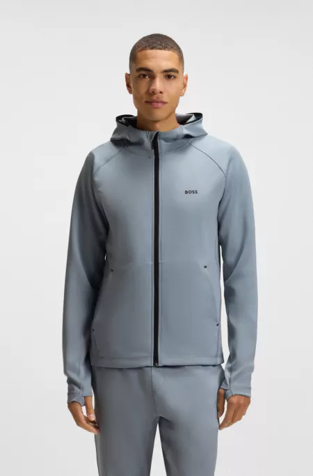 Active stretch zip-up hoodie with moisture management