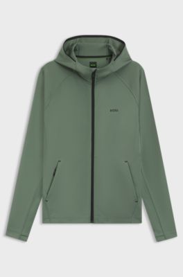 Zip-up hoodie with reflective branding, Green