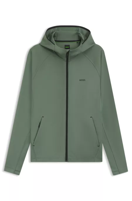 Active stretch zip-up hoodie with moisture management