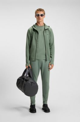 Zip-up hoodie with reflective branding, Green