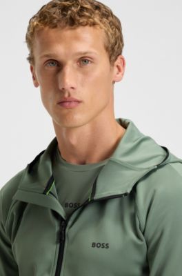 Active Zip-up hoodie with reflective branding, Green