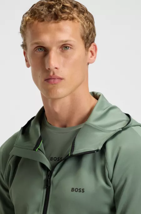 Zip-up hoodie with reflective branding
