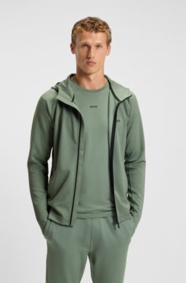 Active Zip-up hoodie with reflective branding, Green