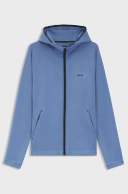 Sweat &agrave; capuche zipp&eacute; avec logo r&eacute;fl&eacute;chissant, Bleu