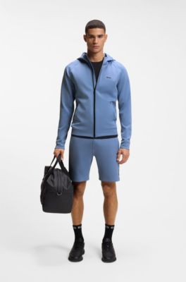 Sweat &agrave; capuche zipp&eacute; avec logo r&eacute;fl&eacute;chissant, Bleu