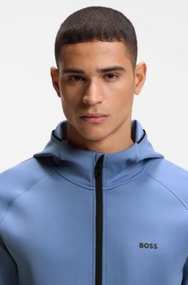 Sweat &agrave; capuche zipp&eacute; avec logo r&eacute;fl&eacute;chissant, Bleu