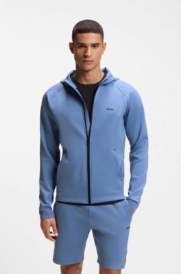 Sweat &agrave; capuche zipp&eacute; avec logo r&eacute;fl&eacute;chissant, Bleu