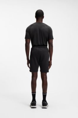 Active shorts in quick-dry fabric with reflective logo, Black