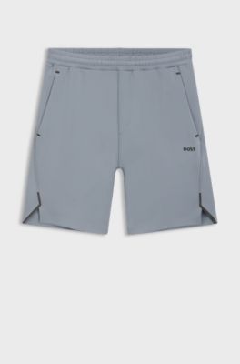 Active shorts in quick-dry fabric with reflective logo, Grey