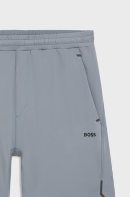 Active Shorts aus schnell trocknendem Gewebe mit reflektierendem Logo, Grau