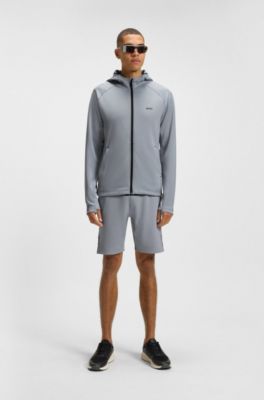 Active shorts in quick-dry fabric with reflective logo, Grey