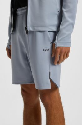 Active shorts in quick-dry fabric with reflective logo, Grey