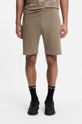 Active shorts in quick-dry fabric with reflective logo, Light Brown