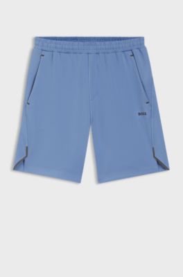 Shorts attivi in tessuto ad asciugatura rapida con logo riflettente, Celeste