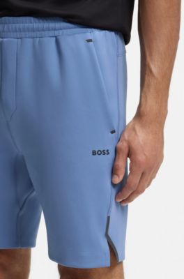 Shorts attivi in tessuto ad asciugatura rapida con logo riflettente, Celeste