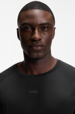 Active slim-fit T-shirt with decorative reflective details, Black