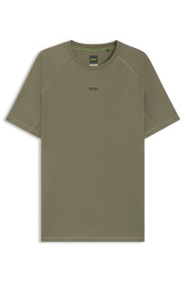 Active slim-fit T-shirt with decorative reflective details, Olive
