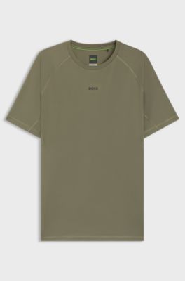 Active slim-fit T-shirt with decorative reflective details, Olive