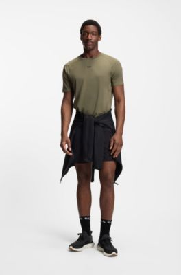 Active slim-fit T-shirt with decorative reflective details, Olive