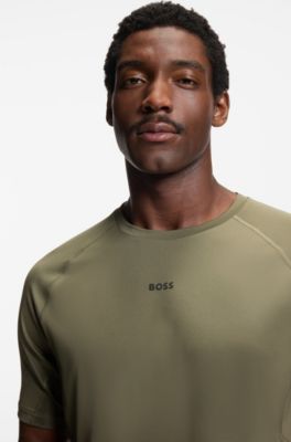 Active slim-fit T-shirt with decorative reflective details, Olive