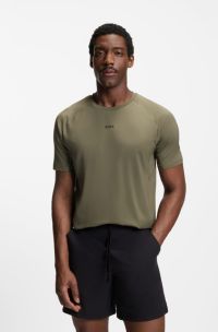 Sportief slim-fit T-shirt met decoratieve, reflecterende details, Olijf