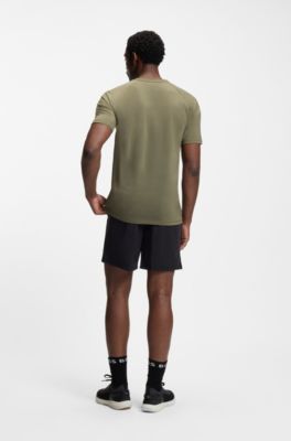 Active slim-fit T-shirt with decorative reflective details, Olive
